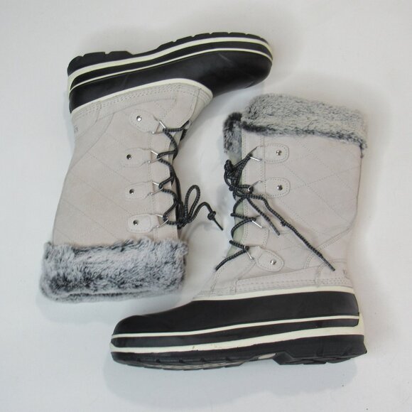 Khombu Women's Emily Suede Leather Winter Snow Boots Size 9 Faux Fur Cuff Trim - Picture 6 of 10